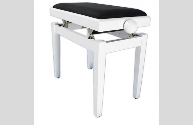 Koda KB109PWH "Legato" Polished White Adjustable Height Piano Stool - Image 1